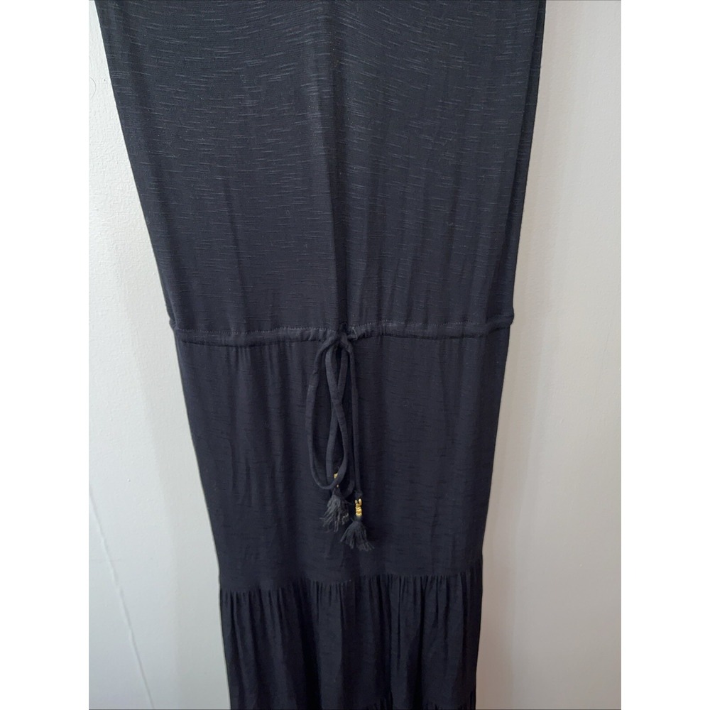 Tommy Bahama Stretch Slub Knit V-neck Maxi Dress Tiered Beach Coverup Black S - Picture 3 of 13